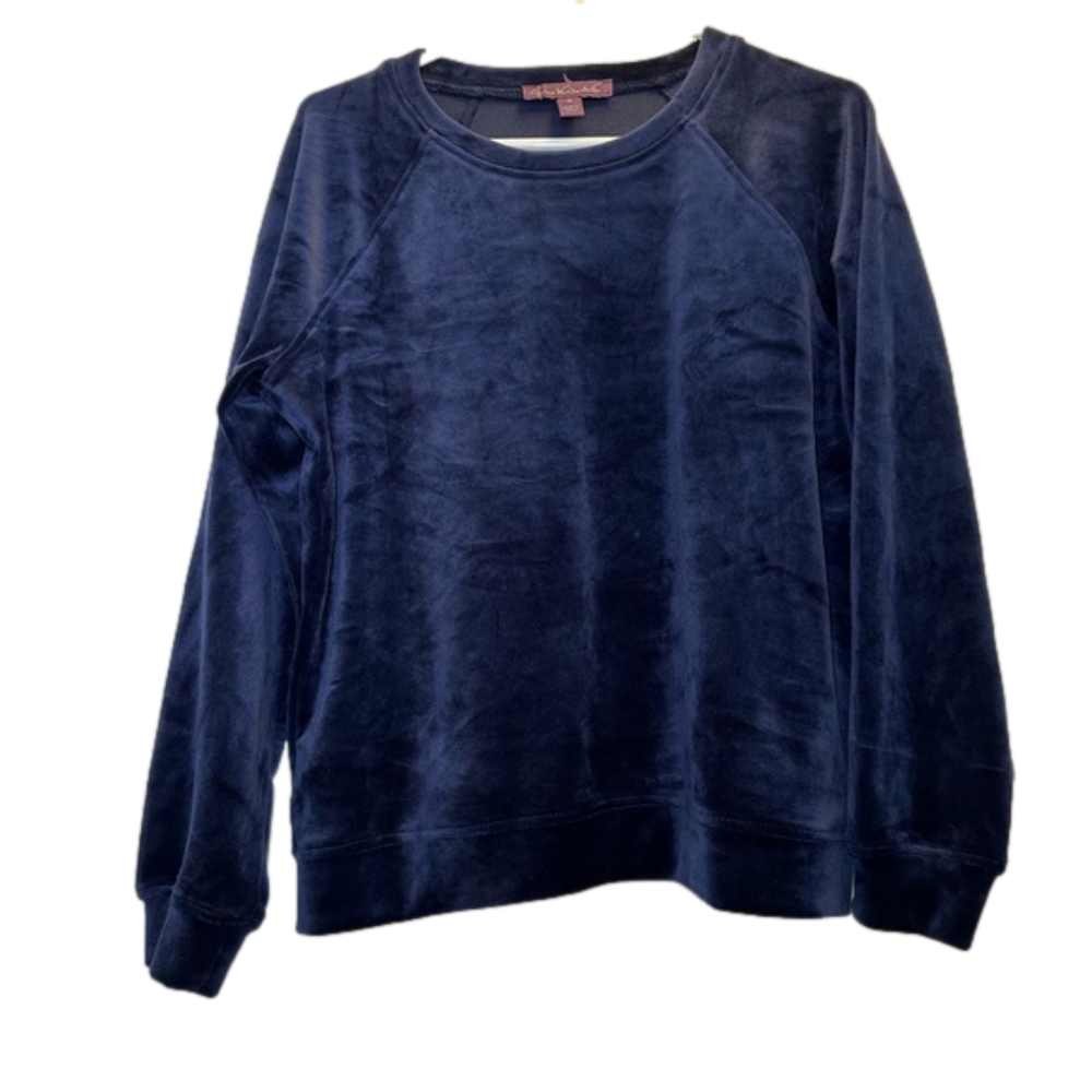 Gloria Vanderbilt Blue Velour Sweater Size Medium